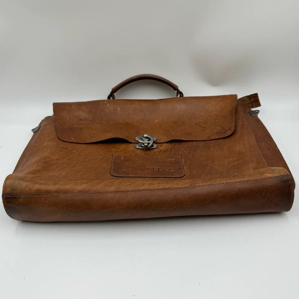 Velez Classic Brown Leather Briefcase for Men